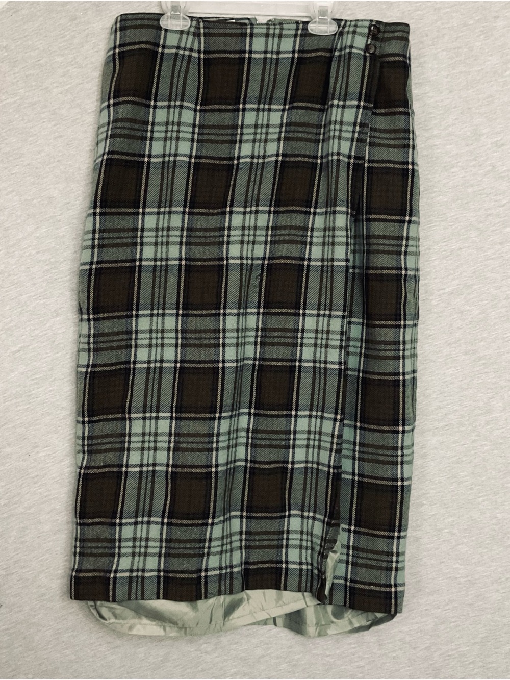 Talbots Plaid Midi Wrap Skirt 100% wool - Picture 2 of 5